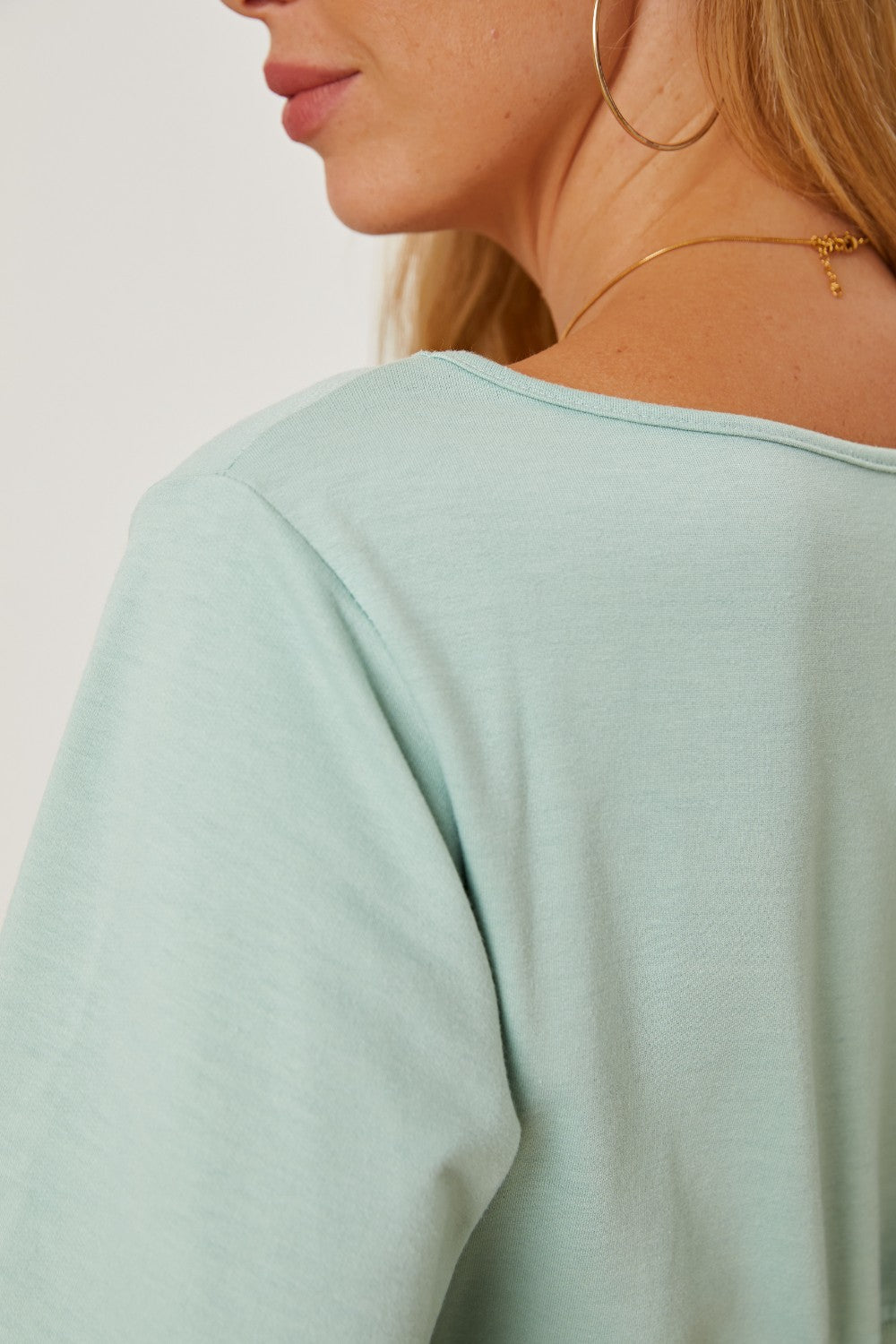 Boat Neck Lantern Sleeve Blouse Blouse Trendsi   