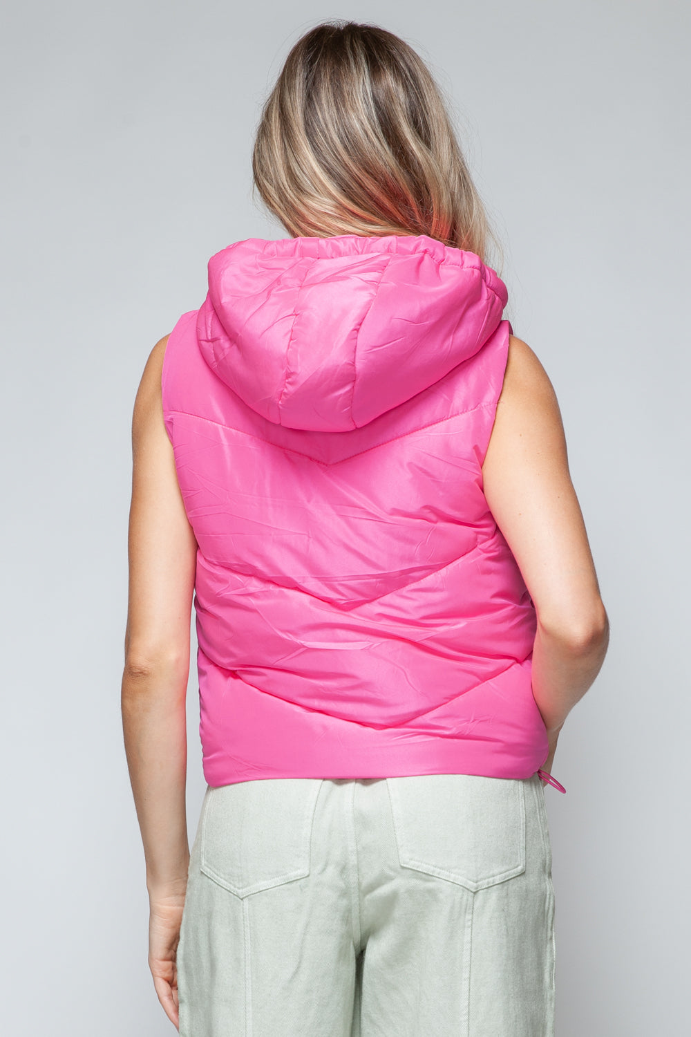 Snobbish Zip Up Quilted Hooded Vest  Trendsi   