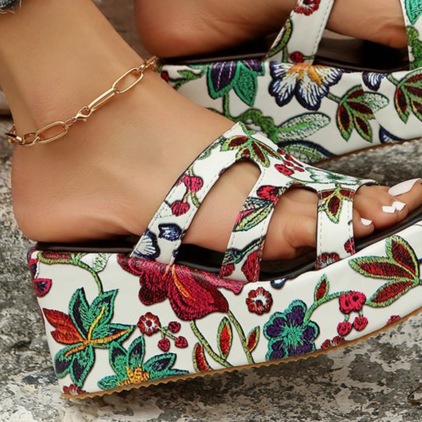 Cutout Floral Peep Toe Sandals  Trendsi   