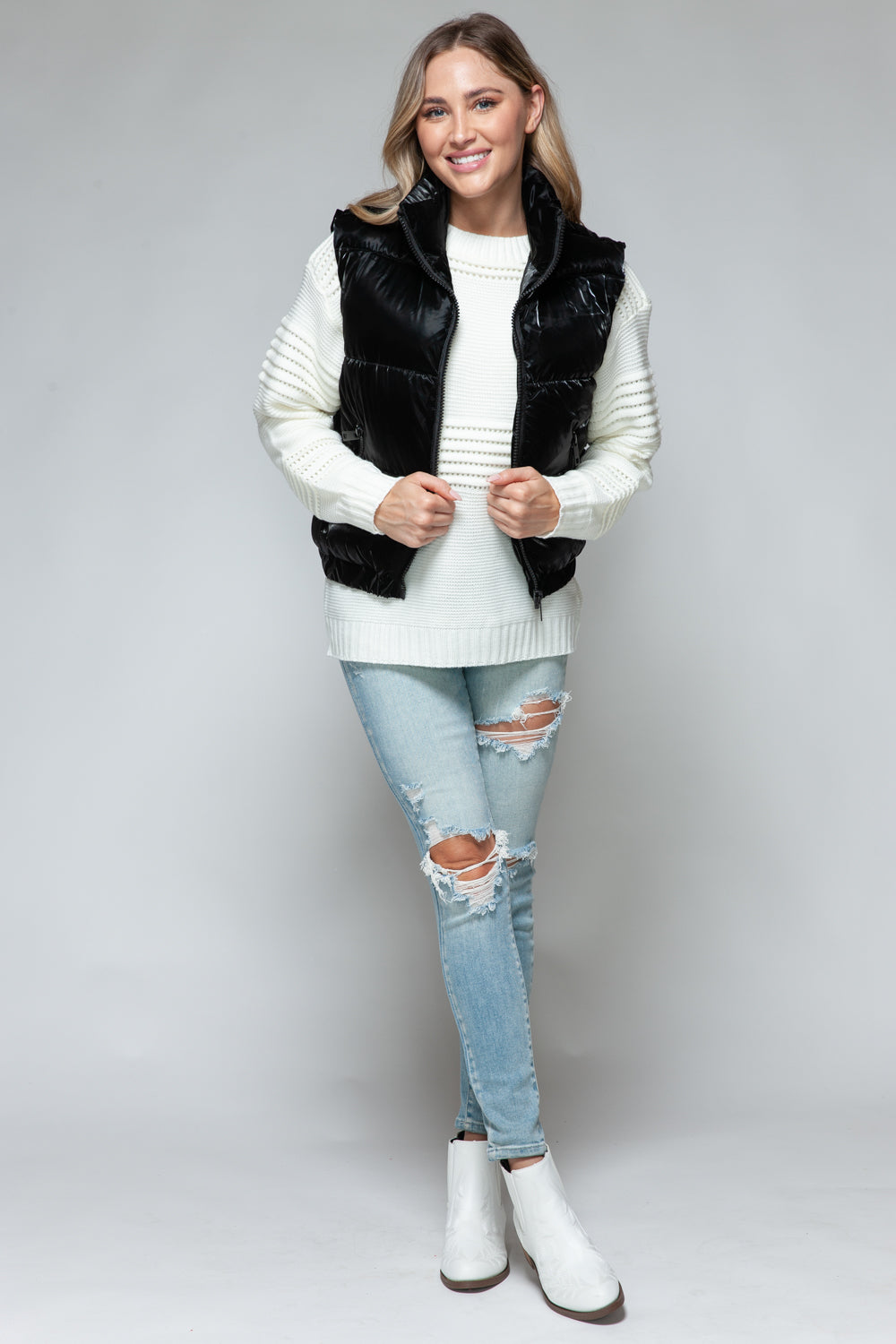 Snobbish Fine Fur Lining Quilted Vest  Trendsi   