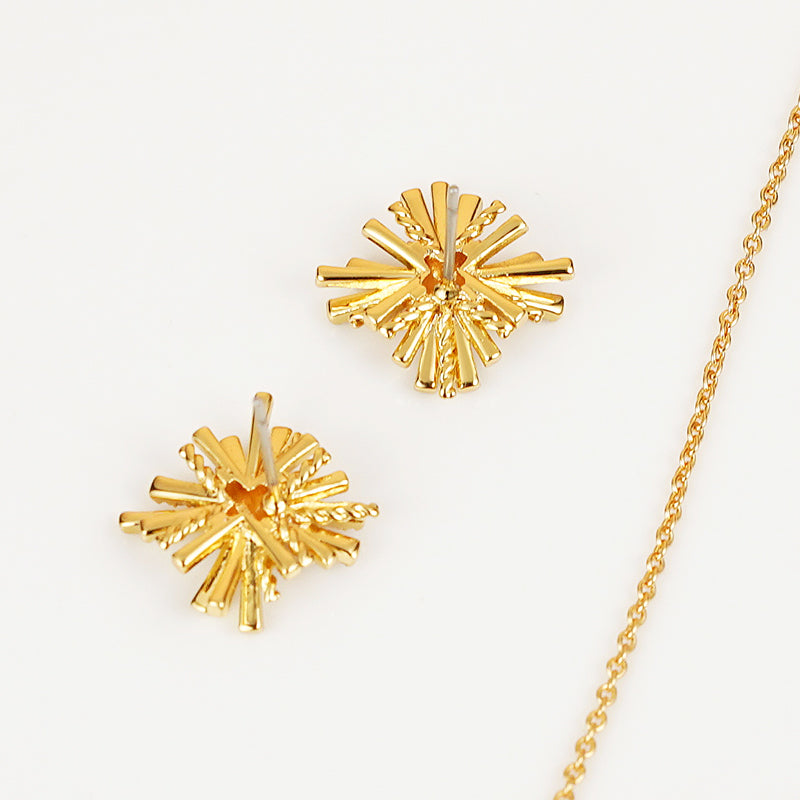 Starburst Gold-Plated Earrings and Necklace Set  Trendsi   