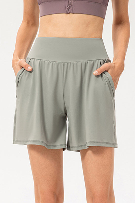 Pocketed Elastic Waist Active Shorts  Trendsi Sage XS 