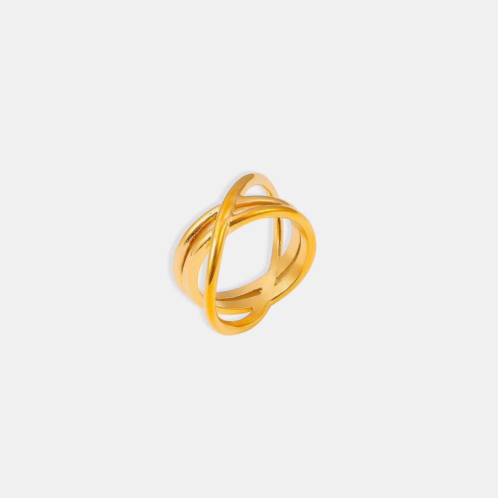 18K Gold-Plated Crisscross Ring  Trendsi   