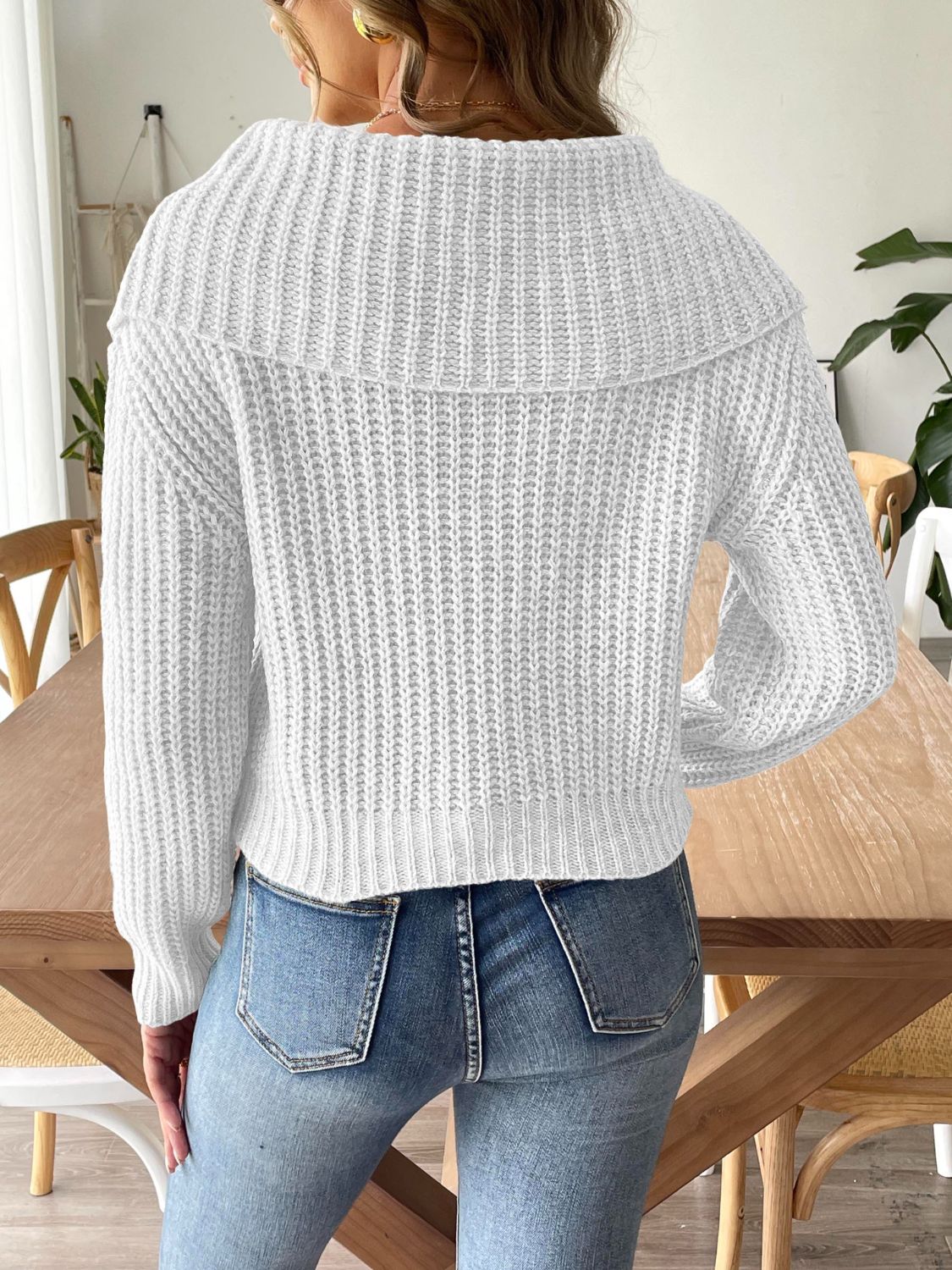 Cable-Knit Long Sleeve Sweater  Trendsi   