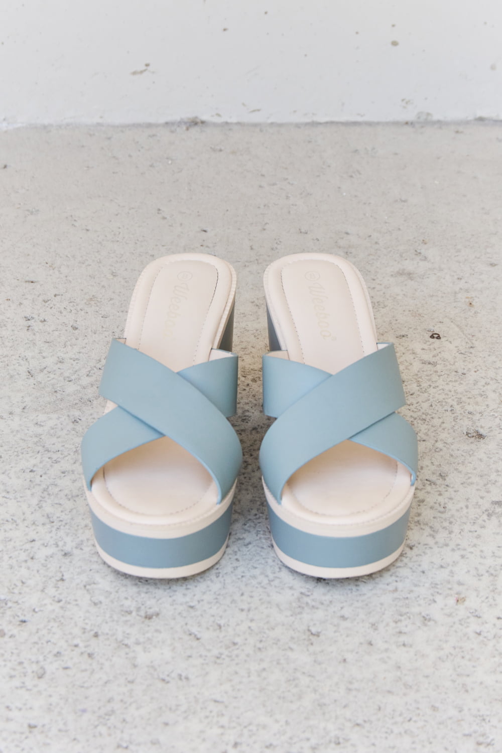 Weeboo Cherish The Moments Contrast Platform Sandals in Misty Blue  Trendsi   