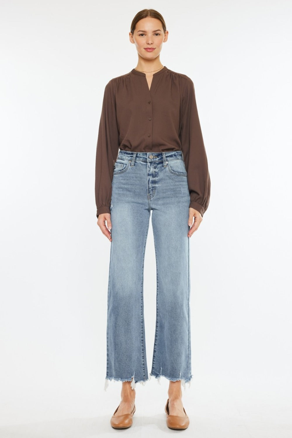 Kancan High Rise Slim Wide Leg Jeans  Trendsi   