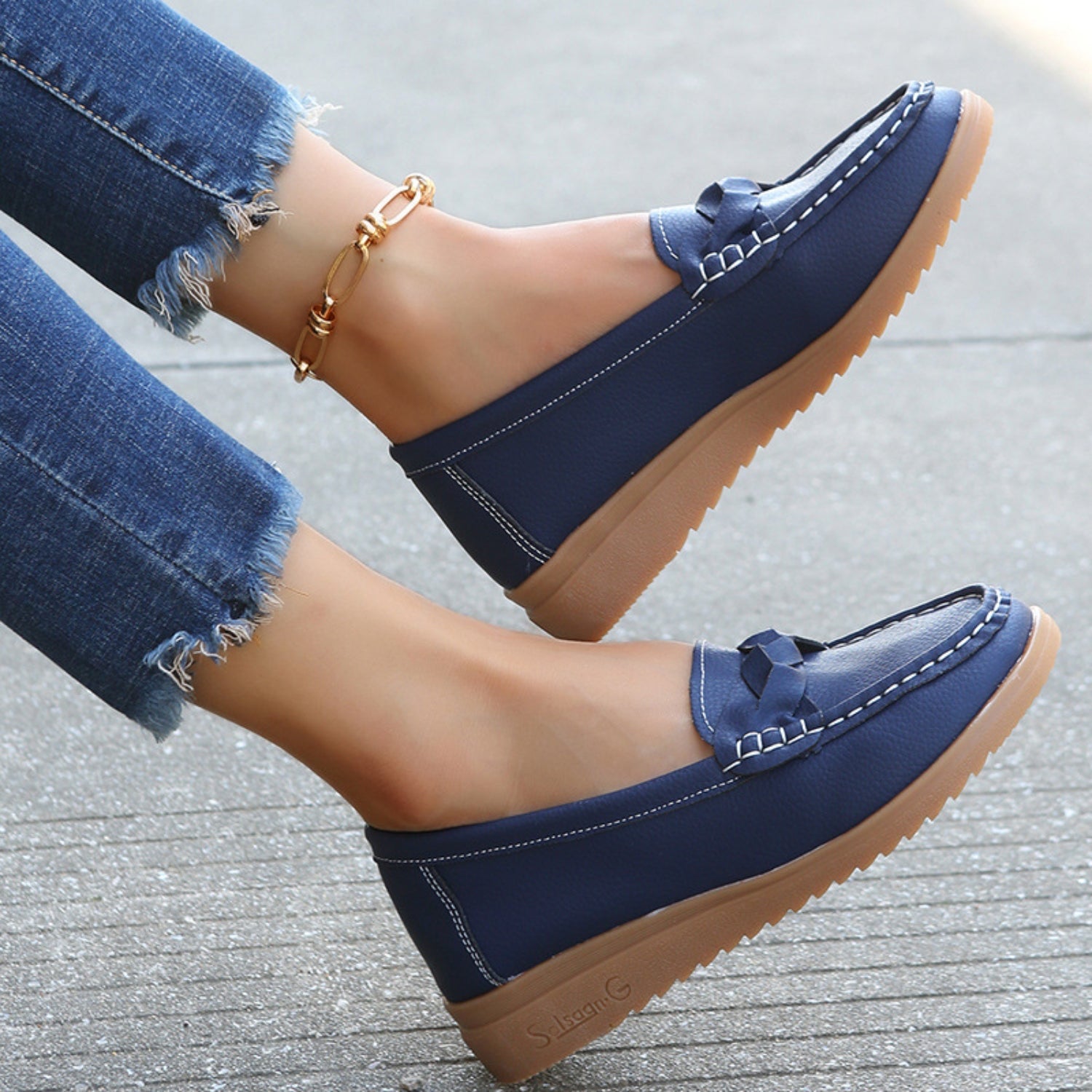 Weave Wedge Heeled Loafers  Trendsi   