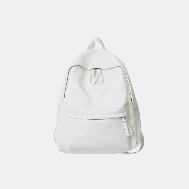 PU Leather Zip Backpack Bag  Trendsi White One Size 