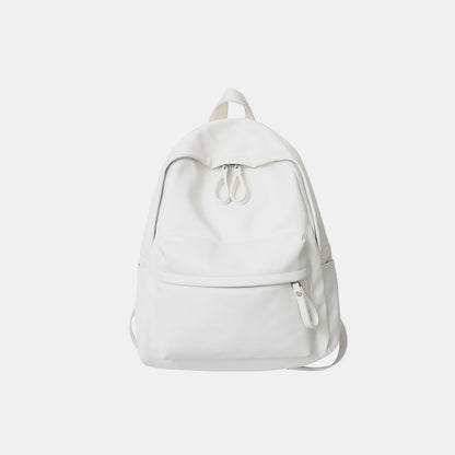 PU Leather Zip Backpack Bag  Trendsi White One Size 