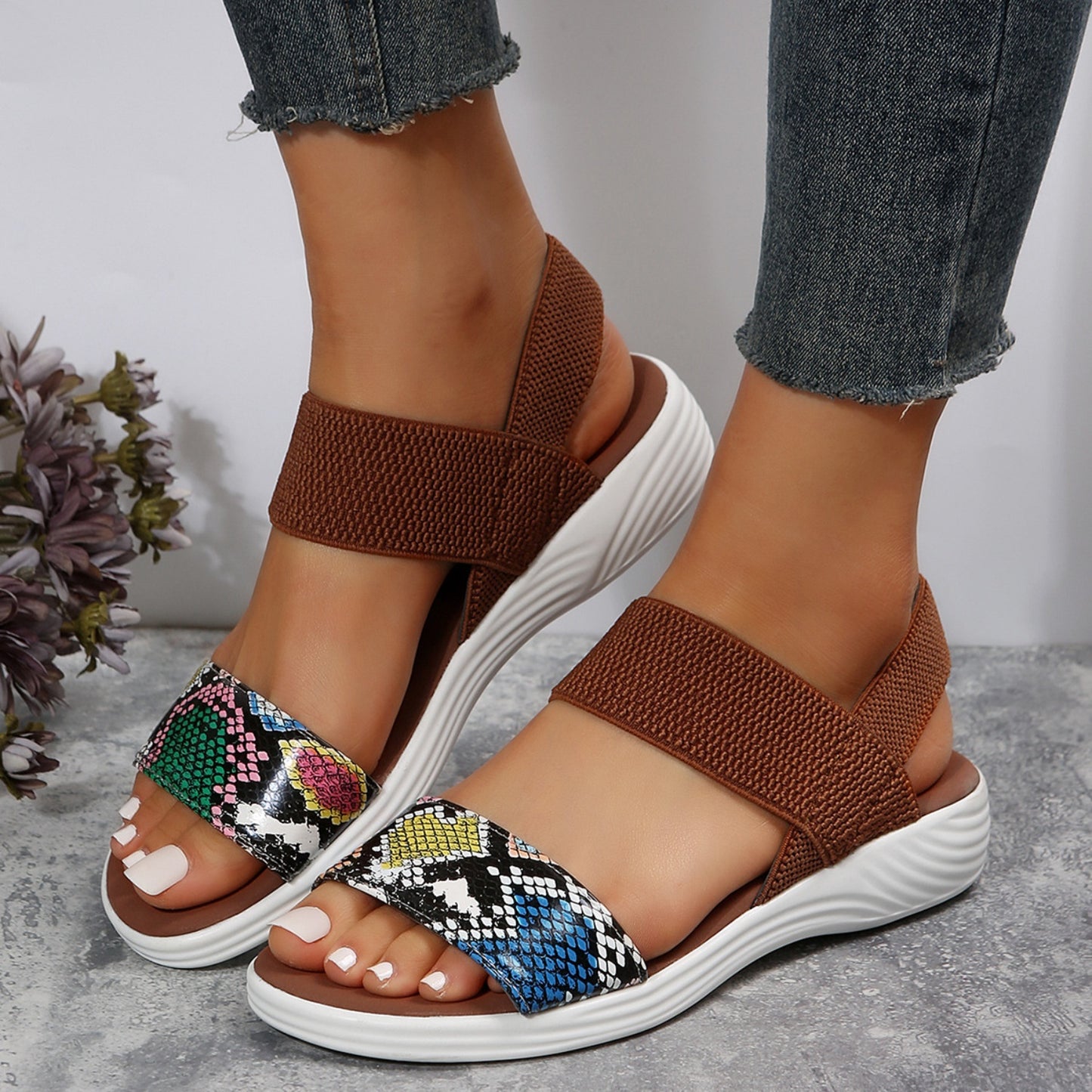 PU Leather Open Toe Low Heel Sandals  Trendsi   