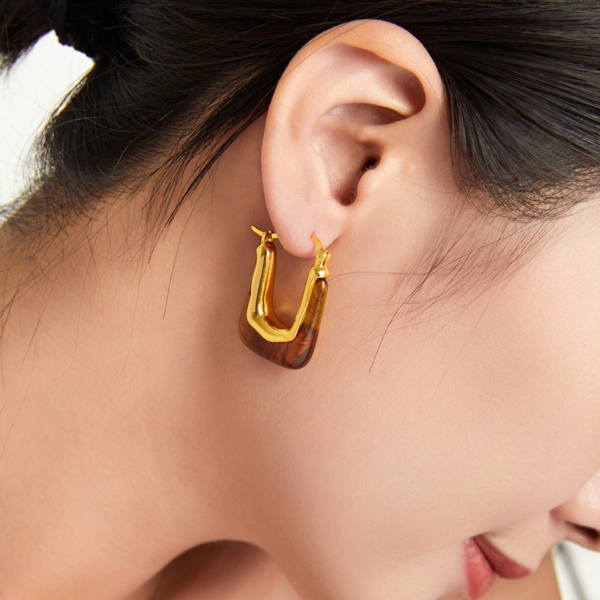 Resin Copper U Shape Earrings  Trendsi   