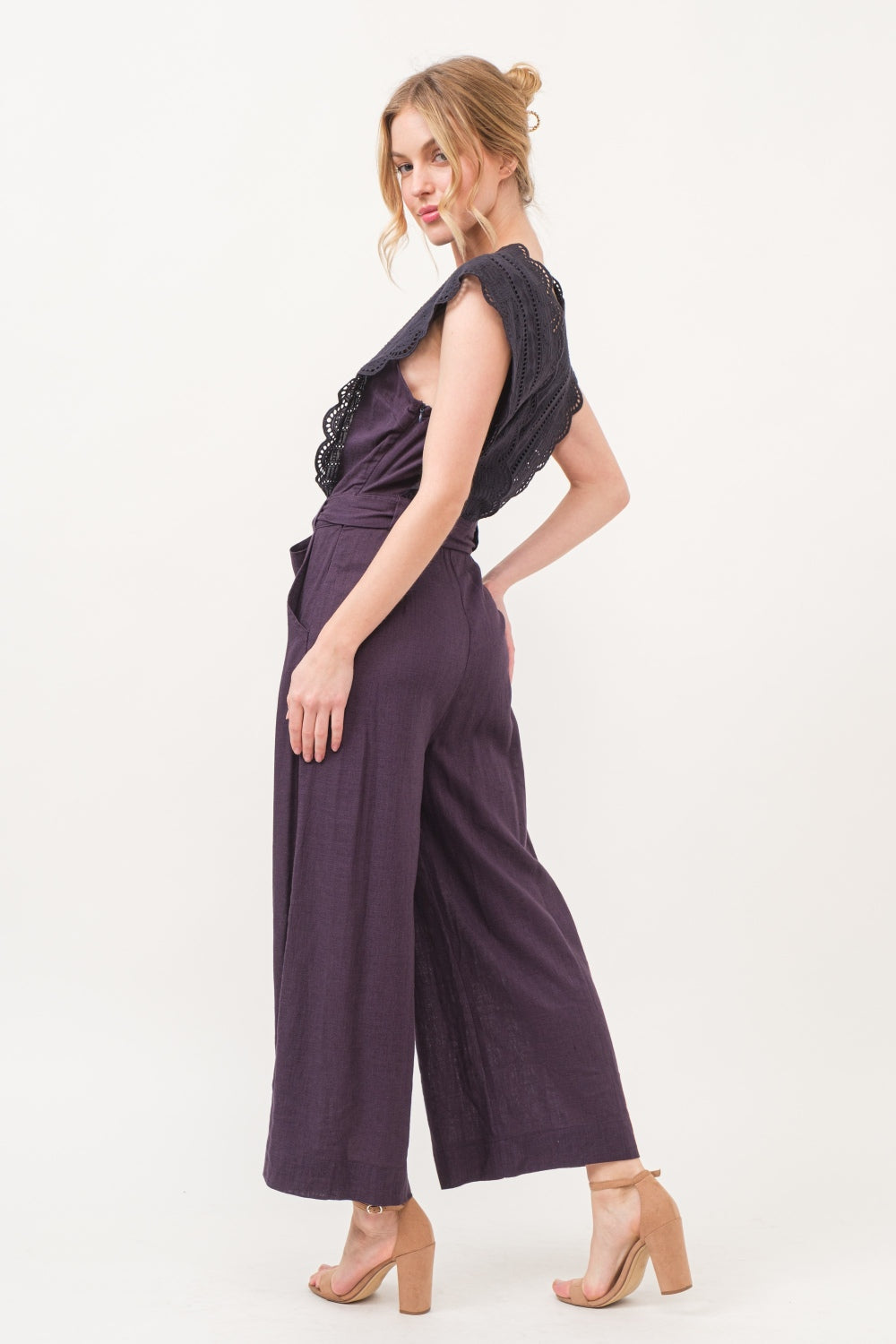 And The Why Laced Surplice Tie Waist Jumpsuit  Trendsi   