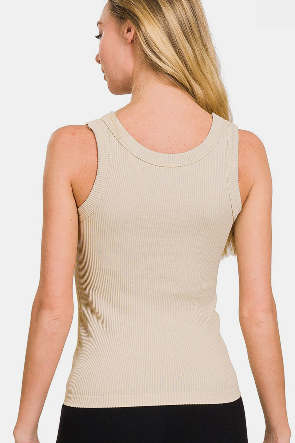 Zenana 2 Way Neckline Washed Ribbed Tank  Trendsi   