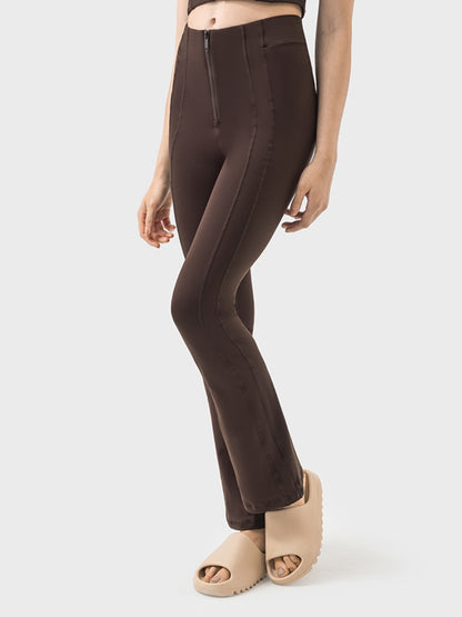 Millennia Zipper Detail High Waist Active Pants  Trendsi   