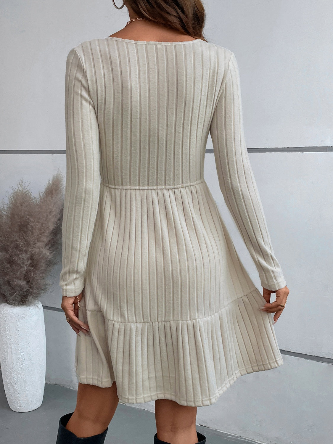 Ruffle Hem Surplice Long Sleeve Dress Dress Trendsi   