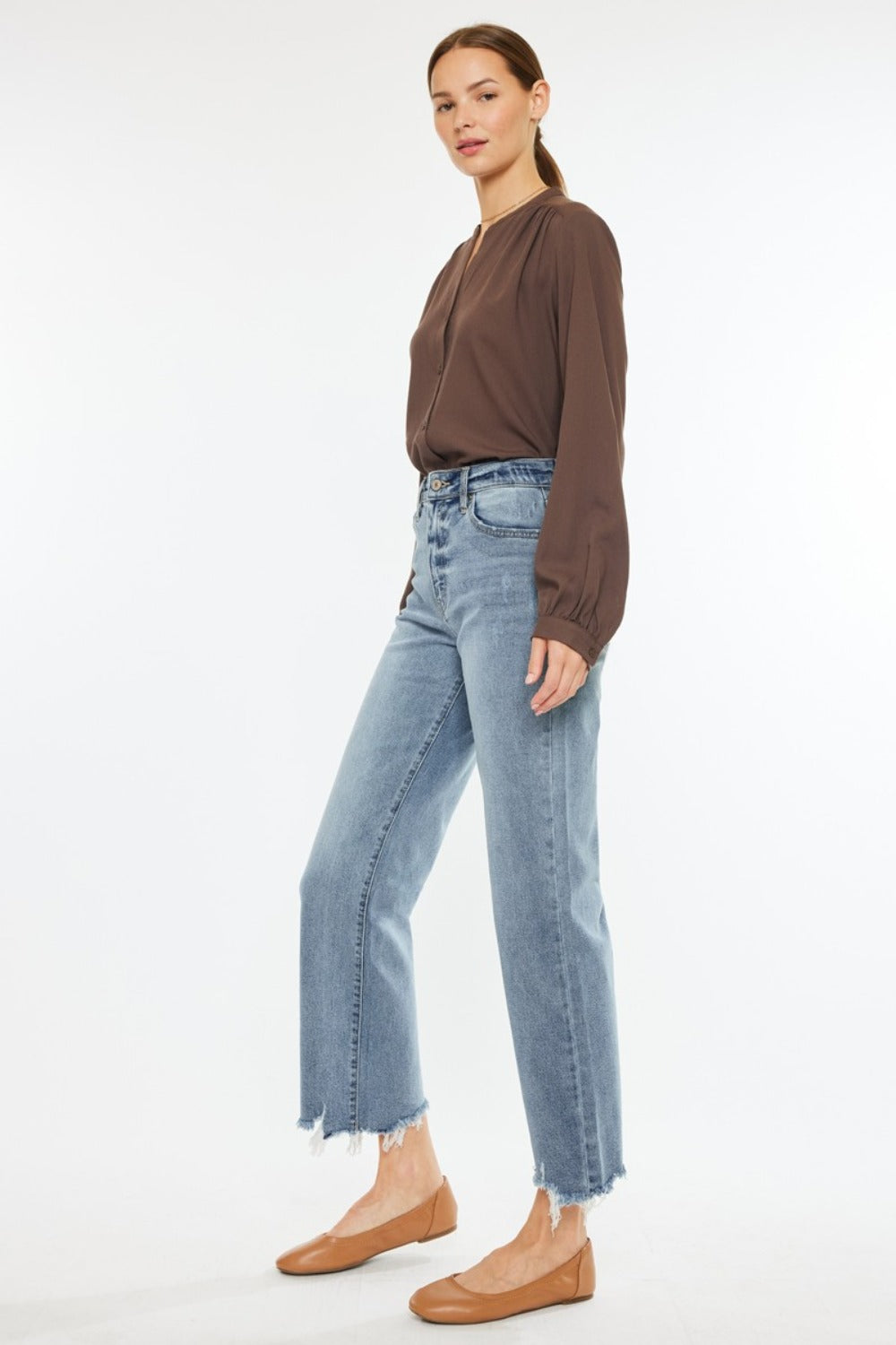 Kancan High Rise Slim Wide Leg Jeans  Trendsi   