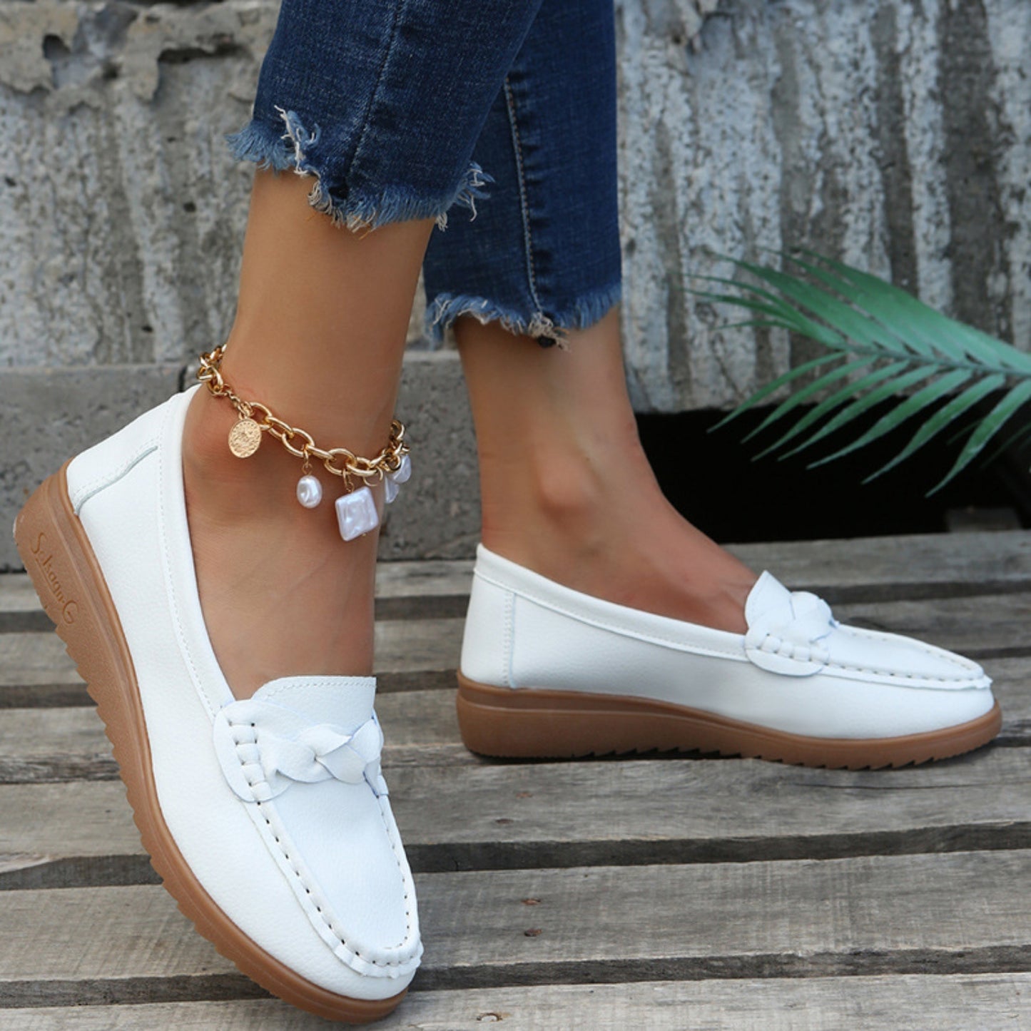 Weave Wedge Heeled Loafers  Trendsi   