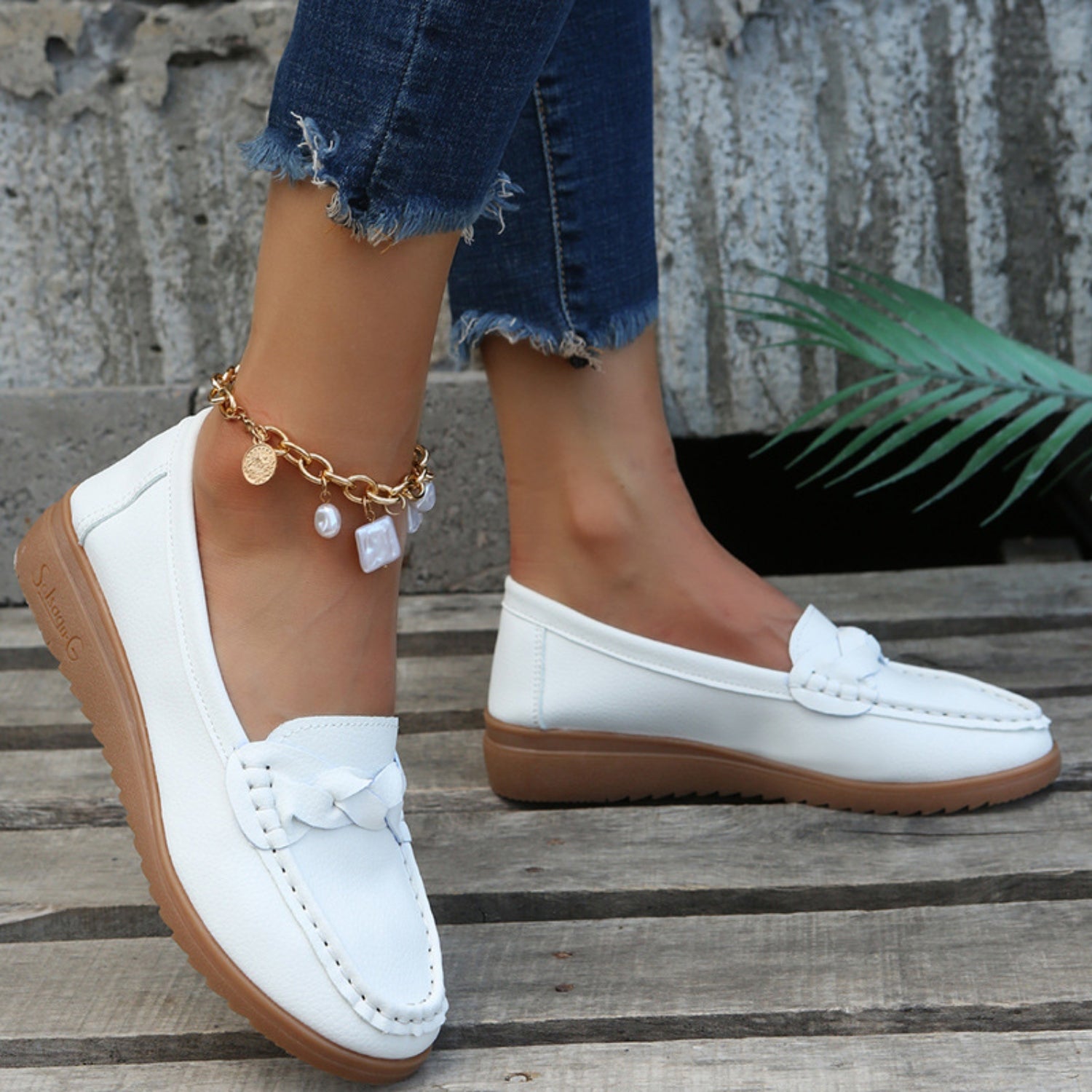 Weave Wedge Heeled Loafers  Trendsi   