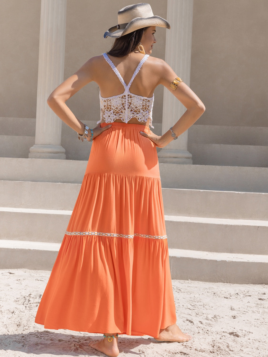 High Waist Maxi Tiered Skirt  Trendsi   