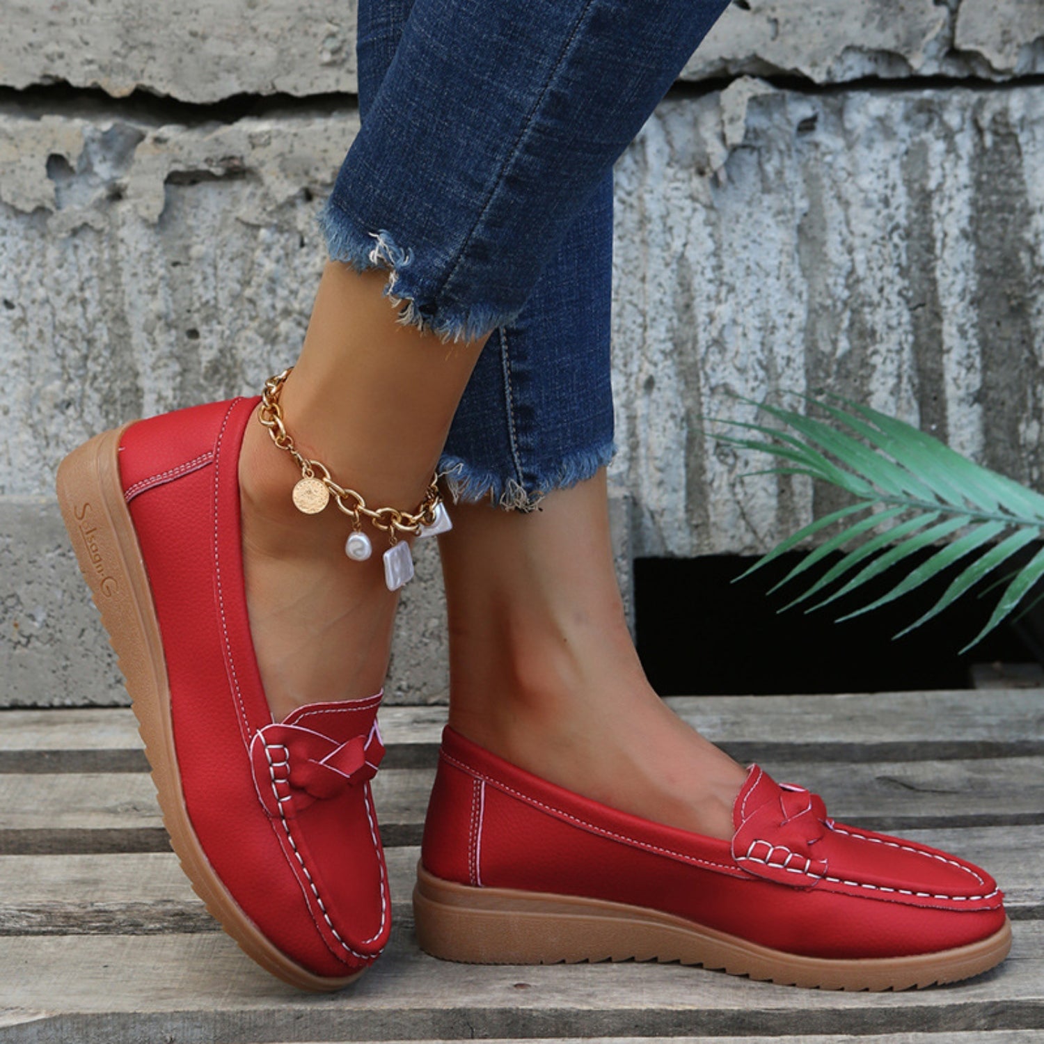 Weave Wedge Heeled Loafers  Trendsi   