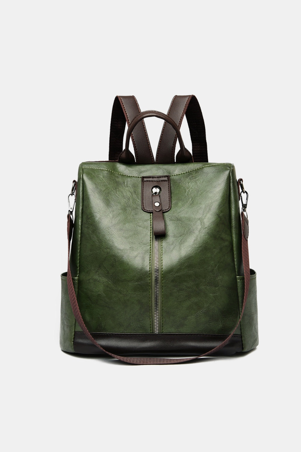 PU Leather Large Backpack Bag  Trendsi Dark Green One Size 