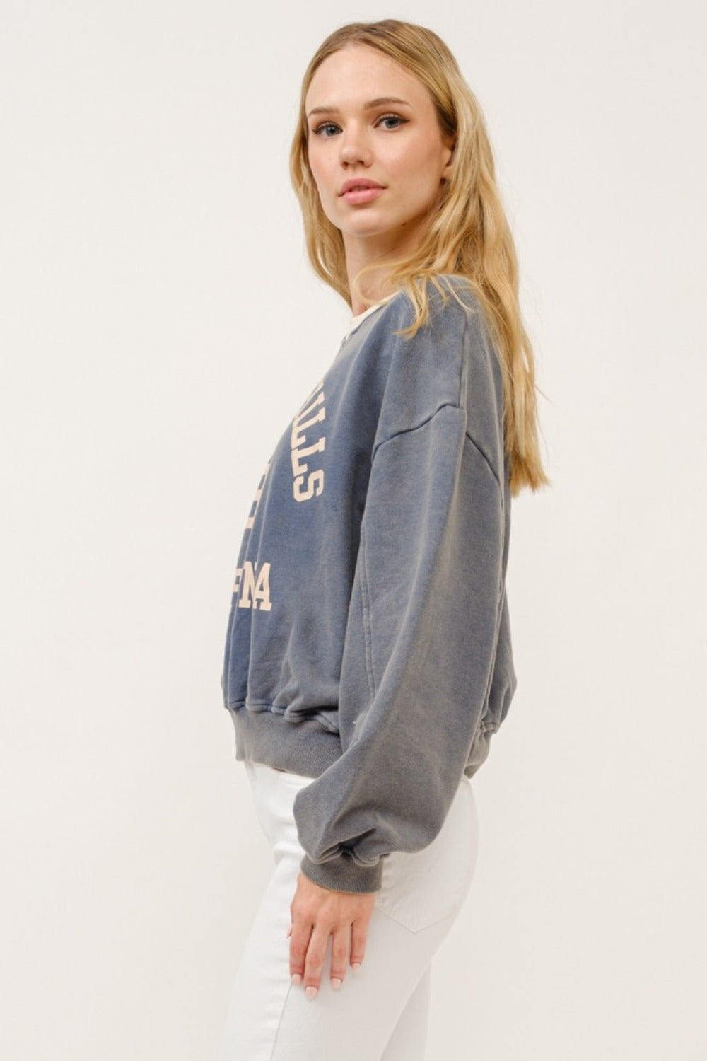 And The Why BEVERLY HILLS 92 CALIFORNIA Contrast Crop Sweatshirt  Trendsi   