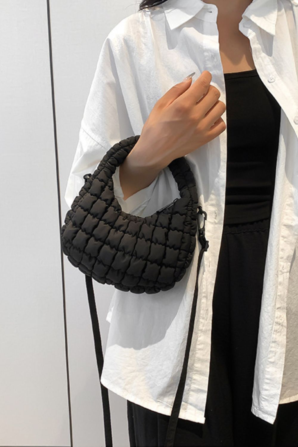 Quilted Puffy Removable Strap Crossbody Bag Bag Trendsi   