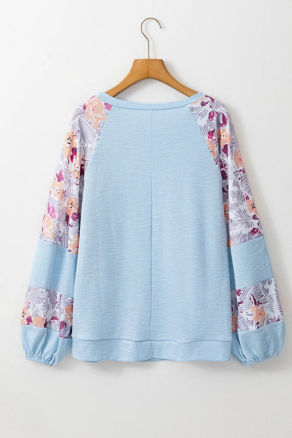 Printed Round Neck Balloon Sleeve Blouse Blouse Trendsi   