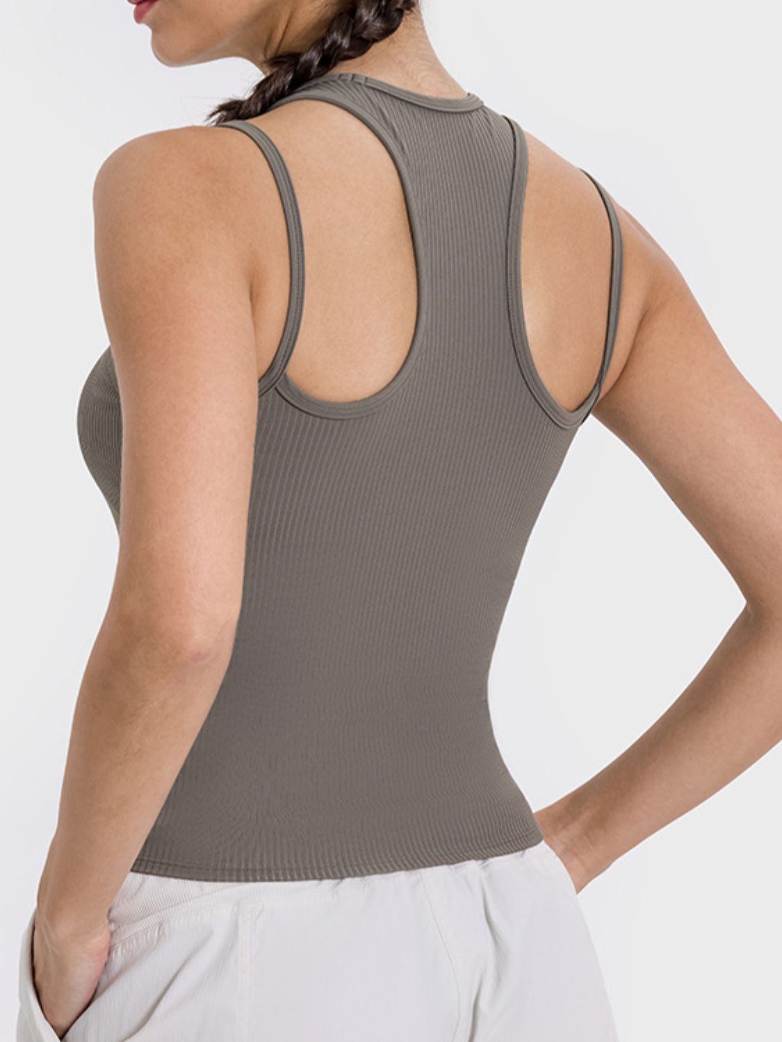 Millennia Cutout Round Neck Racerback Active Tank  Trendsi   