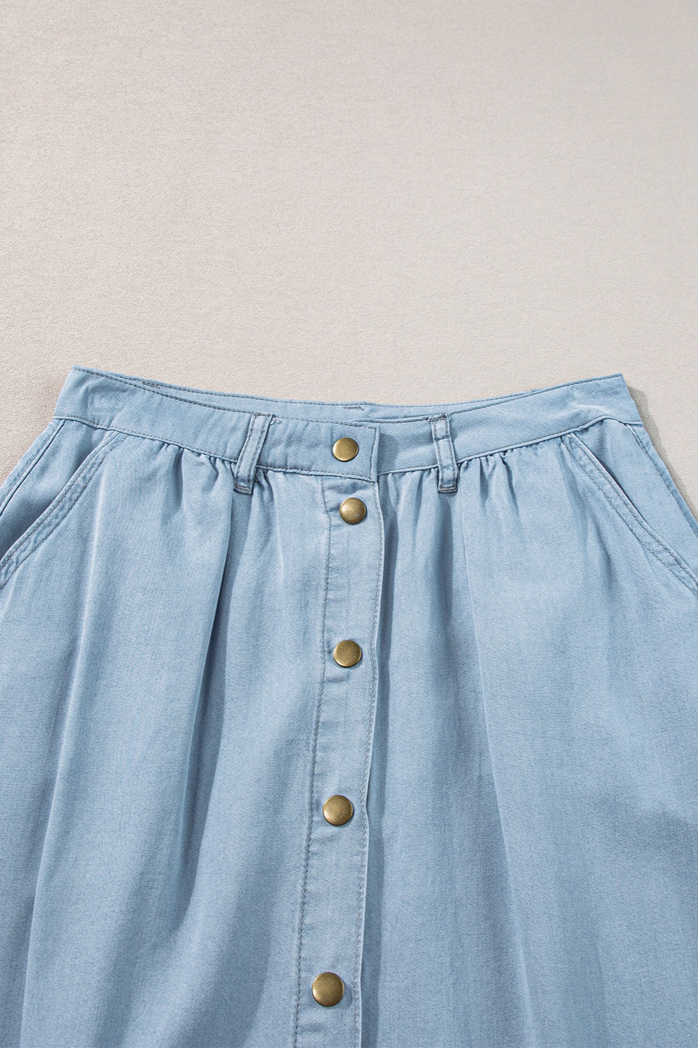 Snap Down High Waist Denim Skirt  Trendsi   