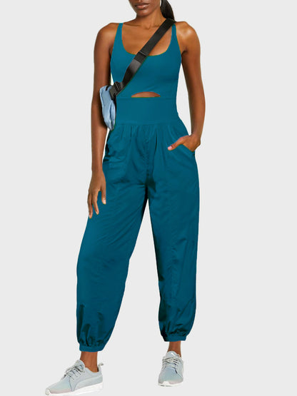 Cutout Scoop Neck Wide Strap Jumpsuit  Trendsi   