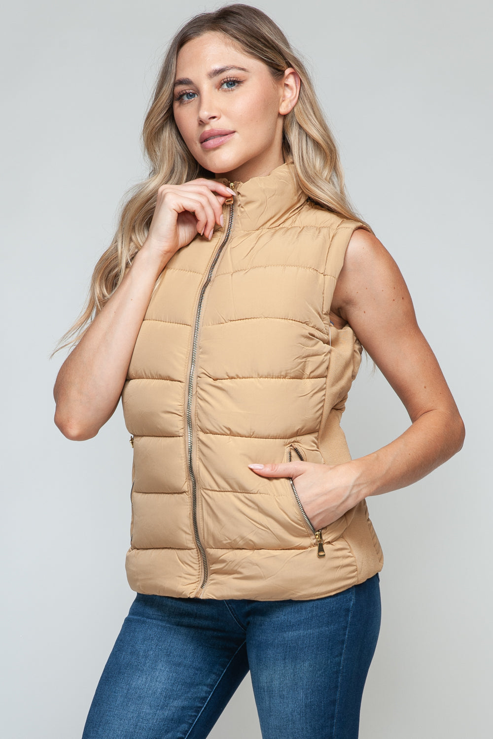 Snobbish Zip Up Turtleneck Vest with Pockets  Trendsi   