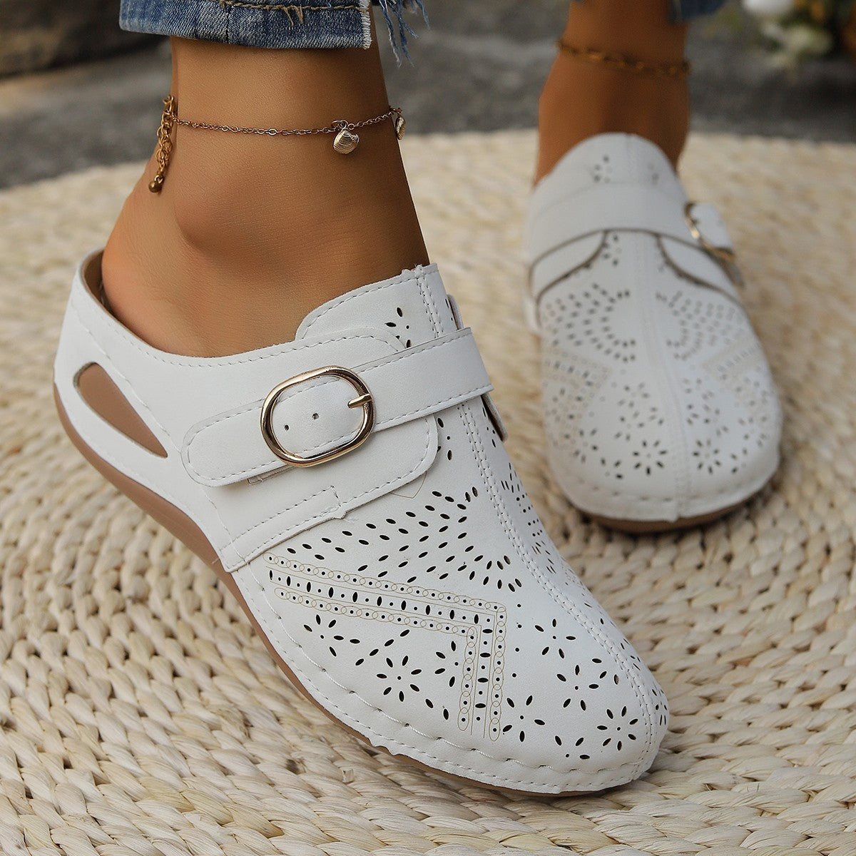 Suede Round Toe Wedge Sandals  Trendsi   