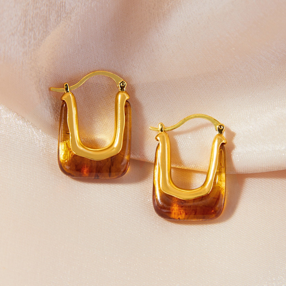 Resin Copper U Shape Earrings  Trendsi   