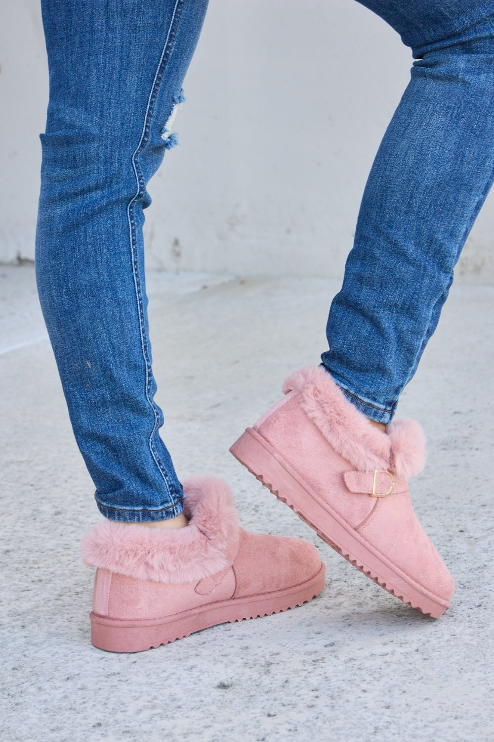 Forever Link Furry Chunky Thermal Ankle Boots  Trendsi   