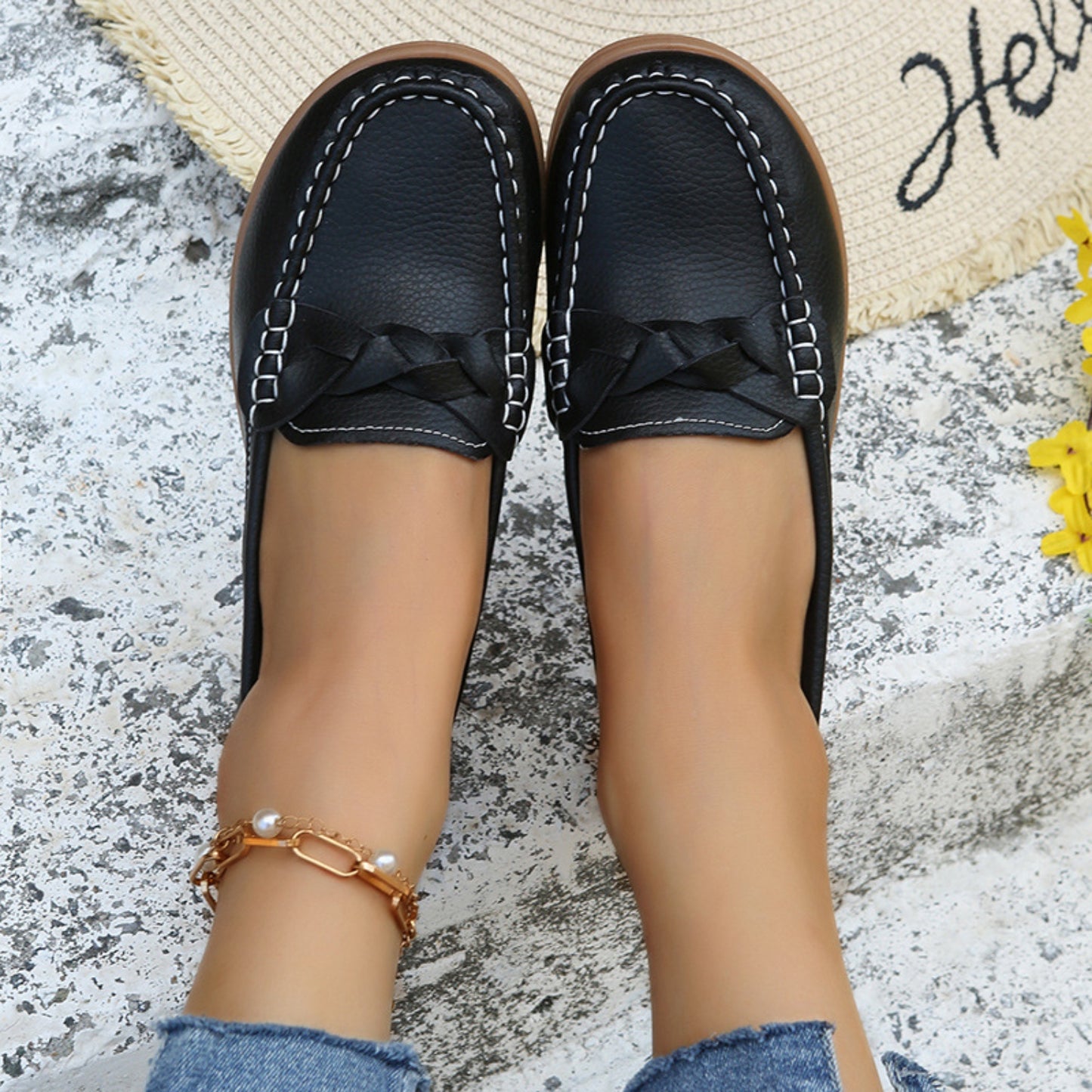 Weave Wedge Heeled Loafers  Trendsi   