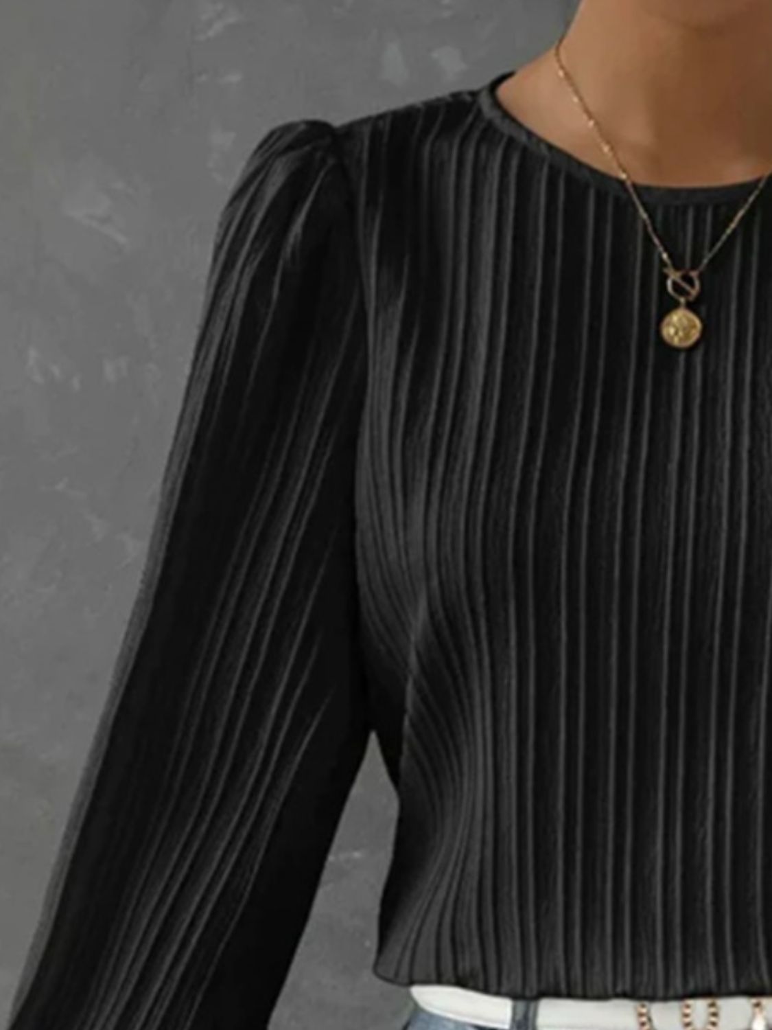 Round Neck Long Sleeve Blouse  Trendsi   