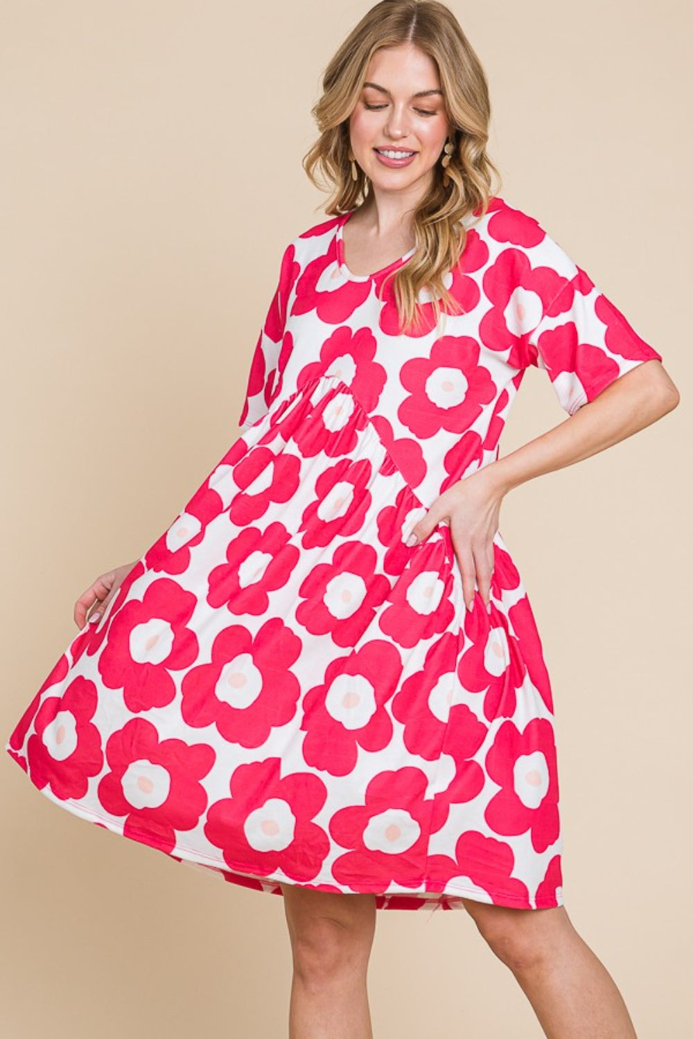 BOMBOM Flower Print Ruched Dress  Trendsi   