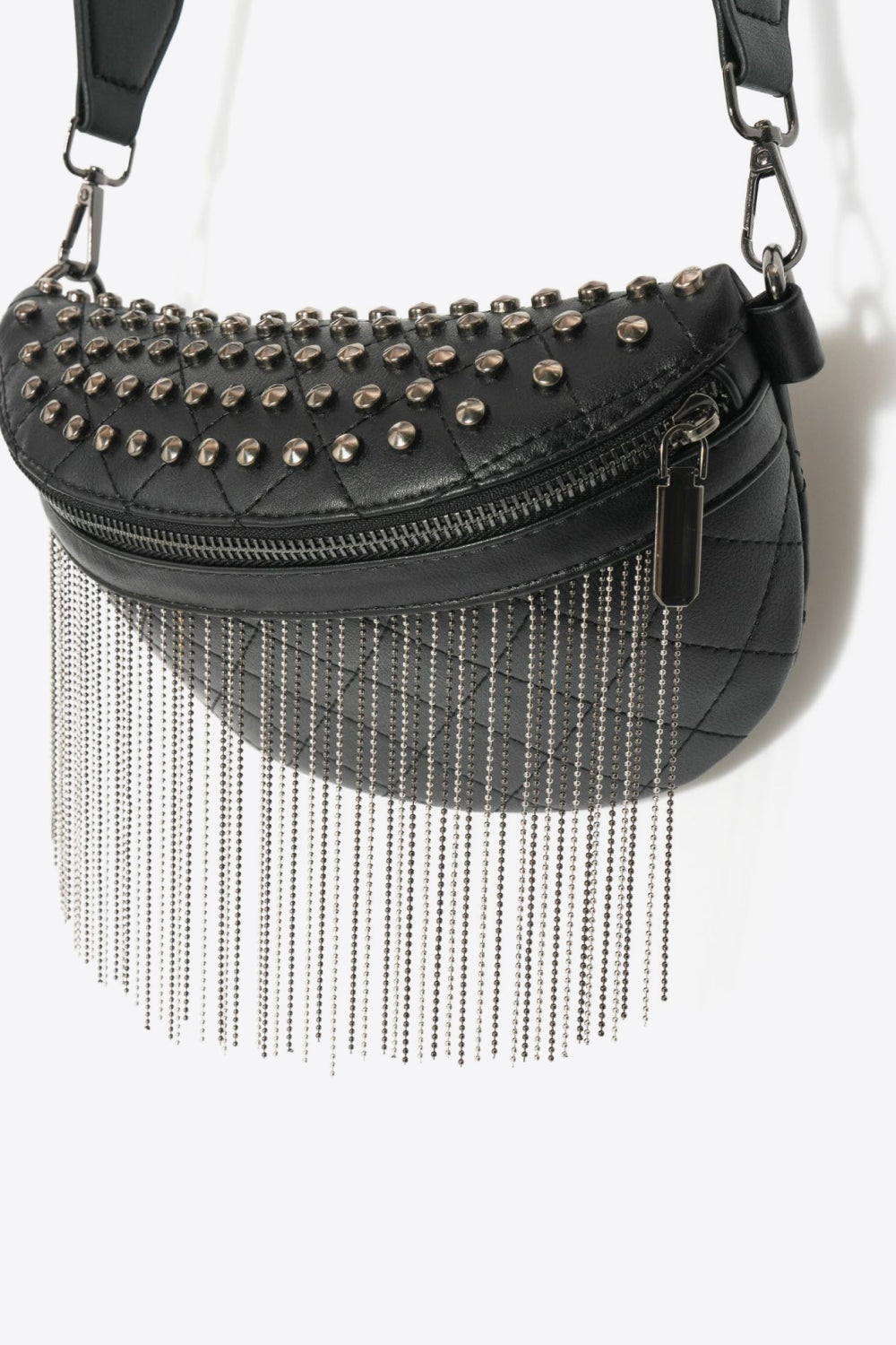 PU Leather Studded Sling Bag with Fringes  Trendsi   