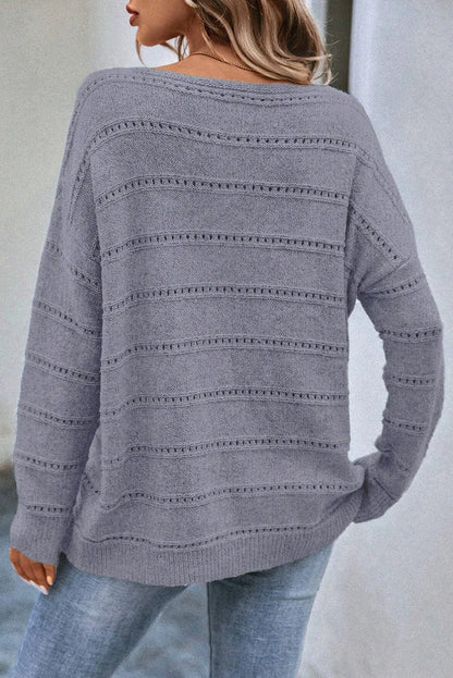 Boat Neck Dropped Shoulder Sweater  Trendsi   