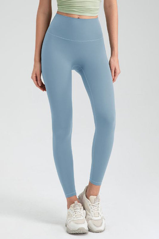 Wide Waistband High Waist Sport Leggings  Trendsi Misty  Blue S 