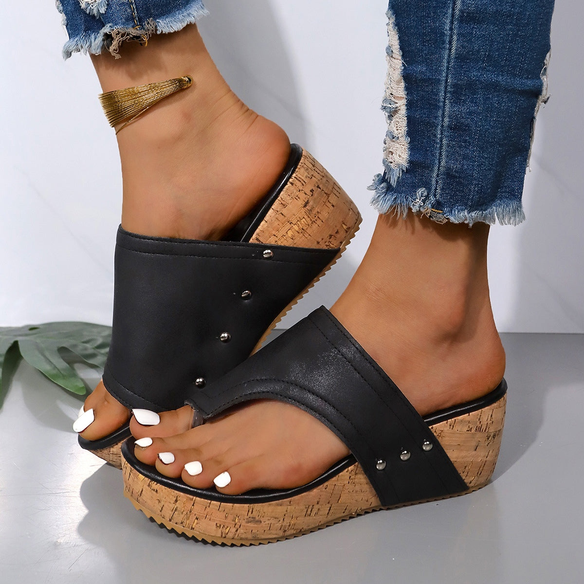 PU Leather Wedge Sandals  Trendsi   