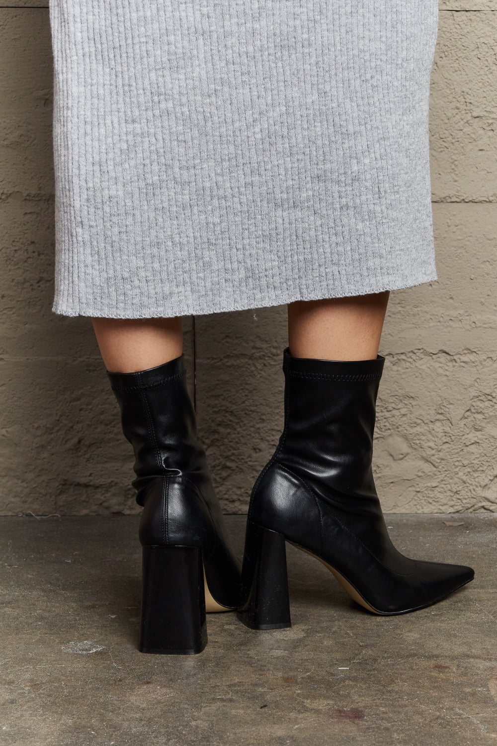 Weeboo Stacy Block Heel Sock Boots  Trendsi   