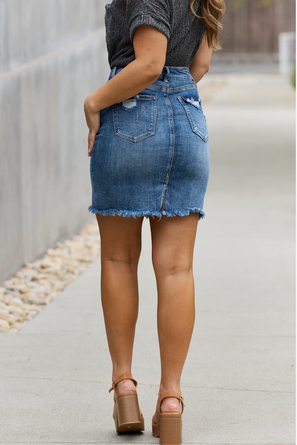 RISEN Amelia Full Size Denim Mini Skirt  Trendsi   