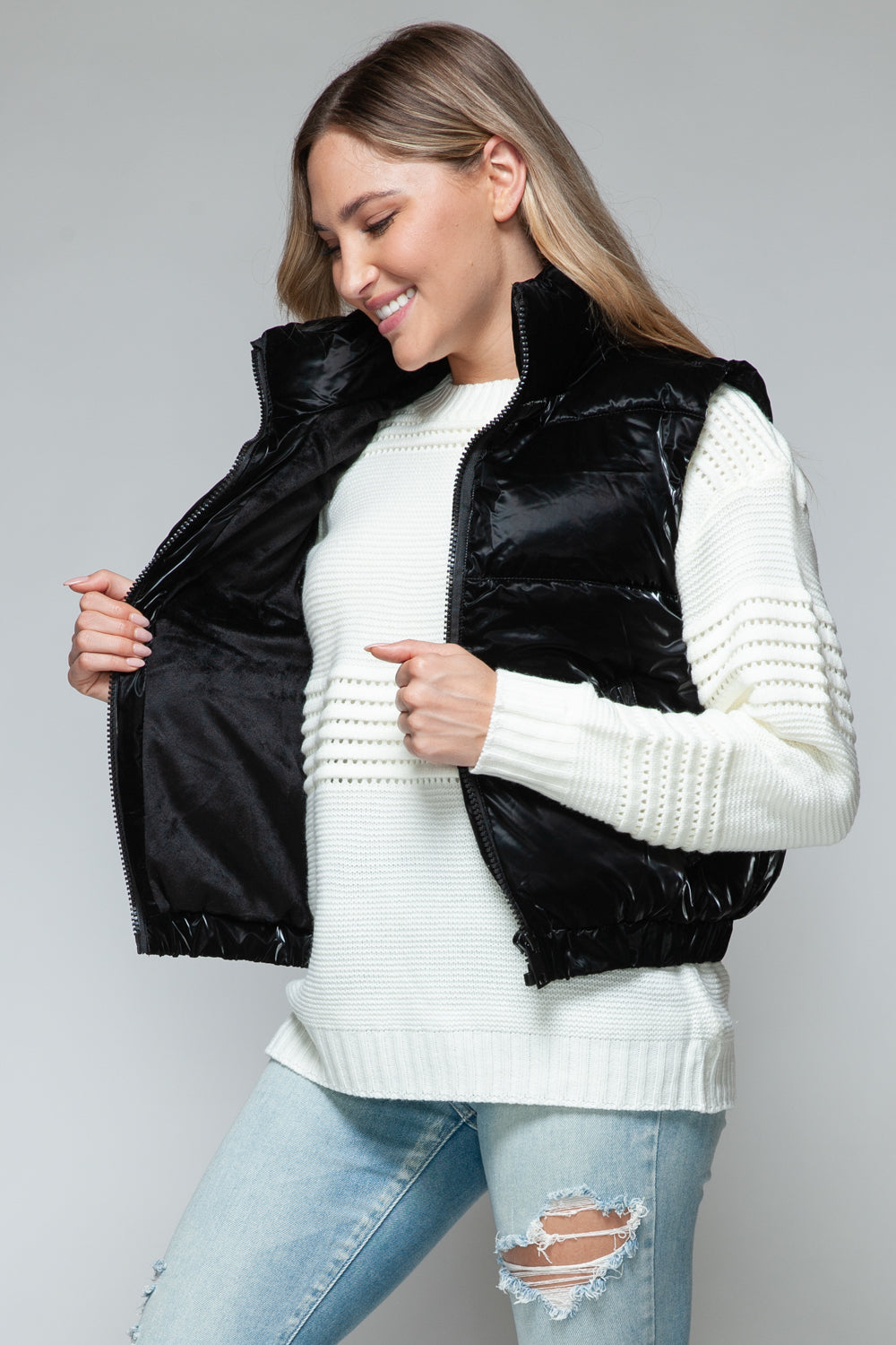 Snobbish Fine Fur Lining Quilted Vest  Trendsi   