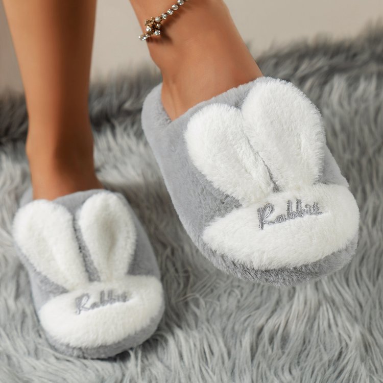 Rabbit Ears Round Toe Slippers  Trendsi   