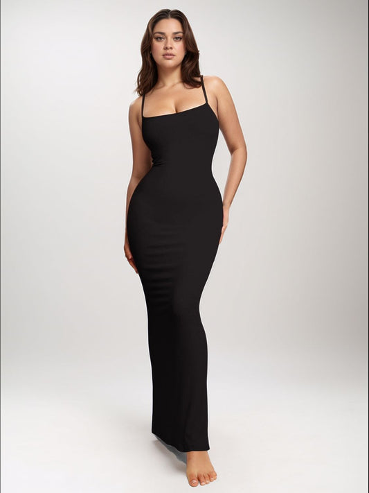 Basic Bae Built-In Shapewear Sleeveless Maxi Dress Dress Trendsi Black S 