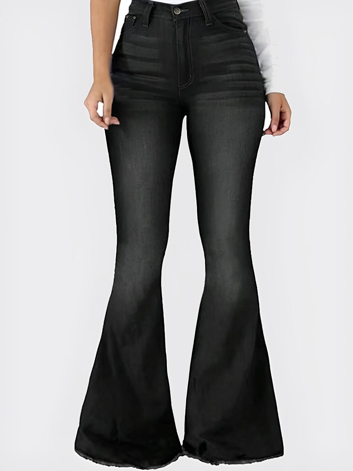 Raw Hem Flare Jeans with Pockets  Trendsi   