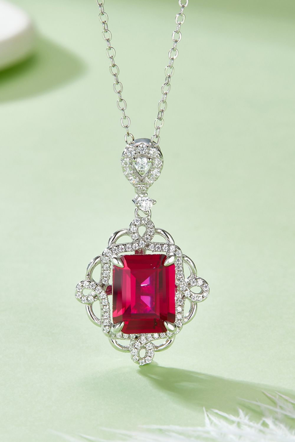 925 Sterling Silver Ruby Pendant Necklace  Trendsi   