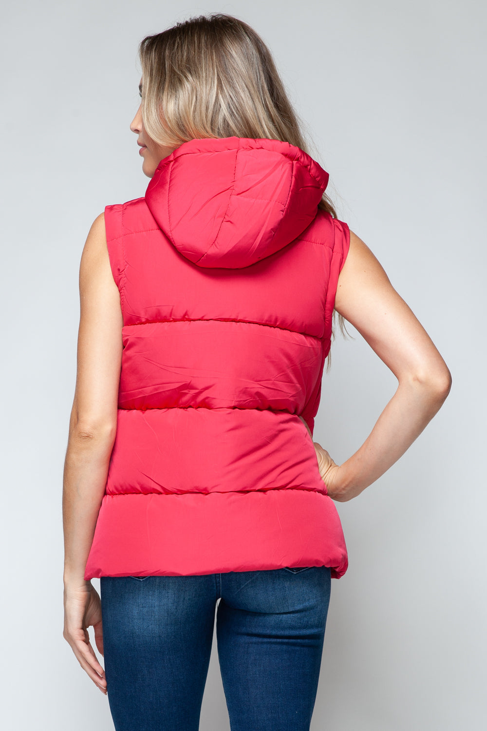 Snobbish Snap and Zip Closure Hooded Vest  Trendsi   